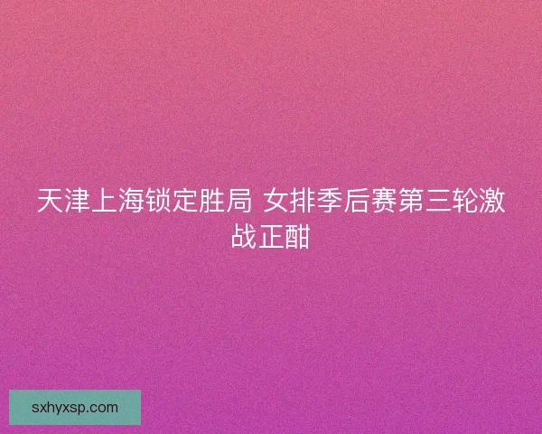 天津上海锁定胜局 女排季后赛第三轮激战正酣