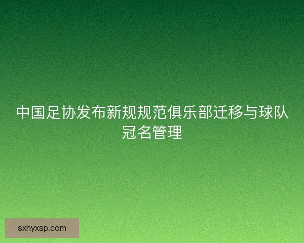 中国足协发布新规规范俱乐部迁移与球队冠名管理