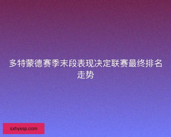 多特蒙德赛季末段表现决定联赛最终排名走势